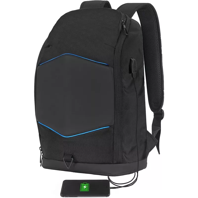 Notebook-Rucksack Tellur TLL611282 mit USB-Anschluss und beleuchtetem Streifen, schwarz