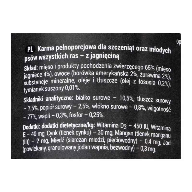 Dolina Noteci Rafi Junior mit Lamm, Cranberry und Blaubeere - Nassfutter für Hunde 400 g