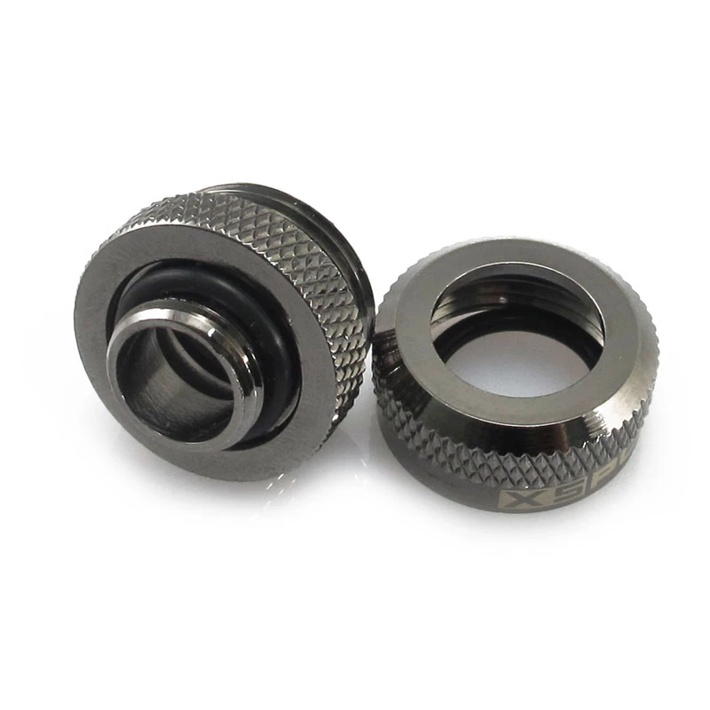 XSPC Connector G1/4 zu 14mm Hardtube, schwarz chrom - 8 Stück
