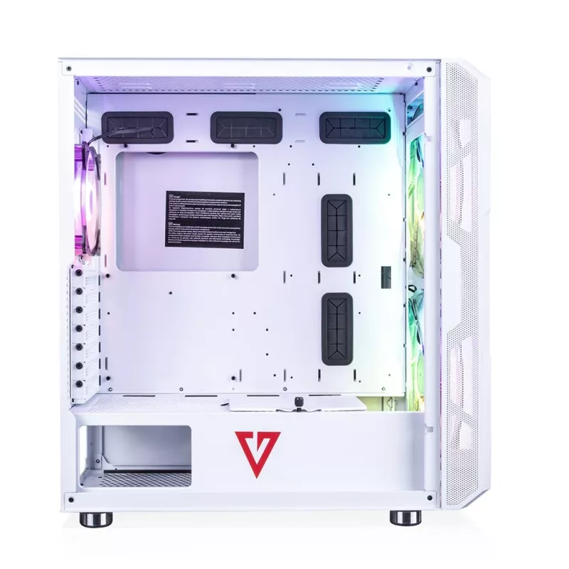 PC-Gehäuse MODECOM AMIRANI ARGB Midi Tower Weiß — ATX/ITX, 35 cm GPU, 16,5 cm CPU-Kühler, 2x200 mm Lüfter