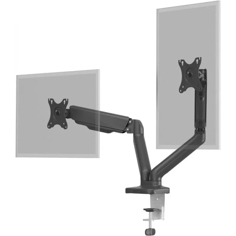 Goobay Tischhalterung | Doppelmonitorhalterung mit Gasdruckfeder | Schwenkbar, neigbar, drehbar | 17-32 Zoll | Maximale Tragfähigkeit 9 kg | Schwarz