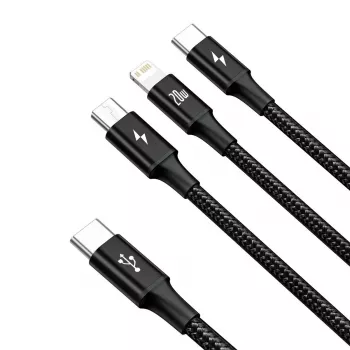 Baseus Rapid 3-in-1 USB-Kabel 1,5 m USB A USB C/Micro USB A/Lightning Schwarz