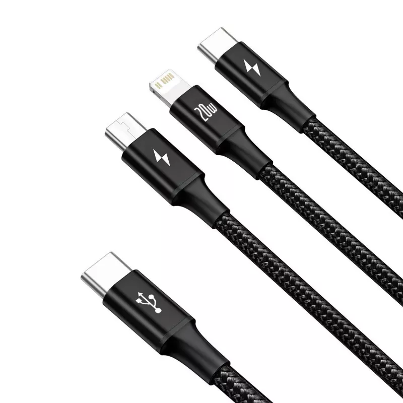 Baseus Rapid 3-in-1 USB-Kabel 1,5 m USB A USB C/Micro USB A/Lightning Schwarz