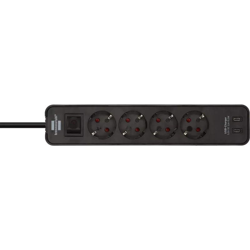 Power Extension Brennenstuhl 1153240106 1,5m 4 AC Outlets Indoor Schwarz