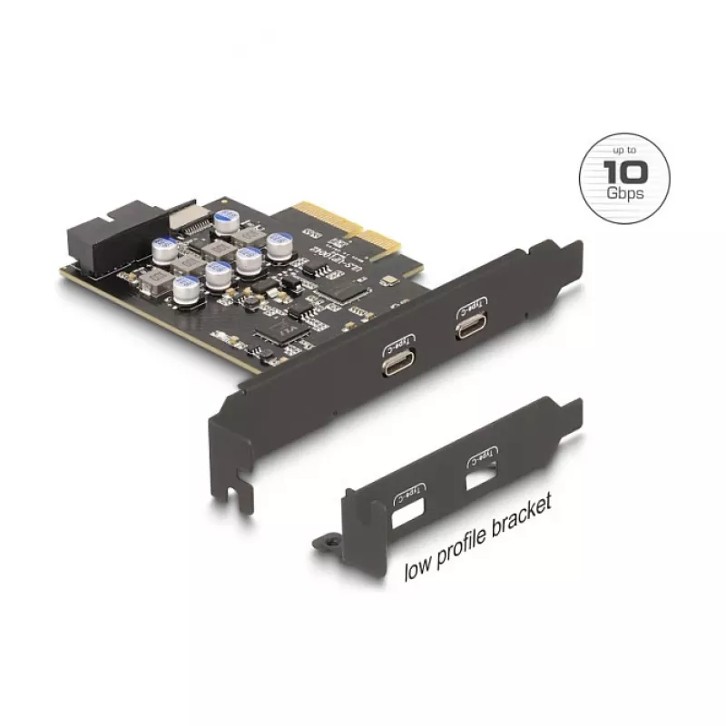 PCI Express x4 Karte DELOCK 90345 mit 2 externen USB Type-C Anschlüssen