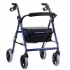 Rollator mit vier Rädern und Sitz, blau/schwarz