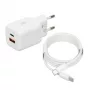 USB-Ladegerät IBOX ILUC42W 42W (max. 33W), 1×USB-C PD3.0, 1×USB-A QC3.0, 100–240V, weiß