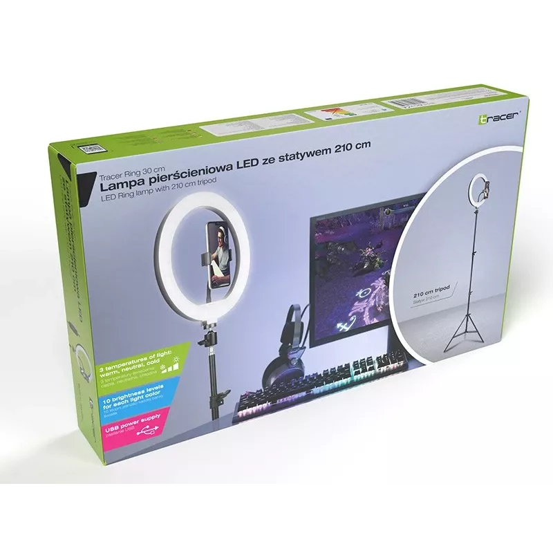 TRACER RING 30cm Ringlicht mit Stativ 210cm