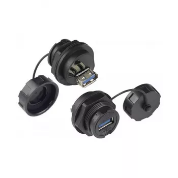 Alcasa IC04-U304 - USB A - Schwarz - Buchse - gerade - Polybutylenterephthalat (PBT) - Polyvinylchlorid (PVC) - IP65 - IP67 (IC04-U304)