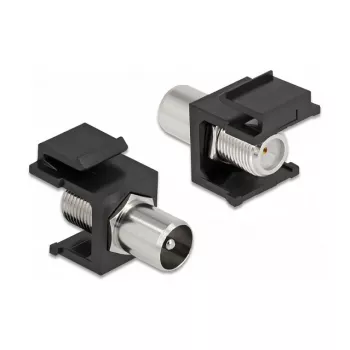 Keystone-Modul IEC-Stecker auf F-Buchse schwarz DeLOCK 86857