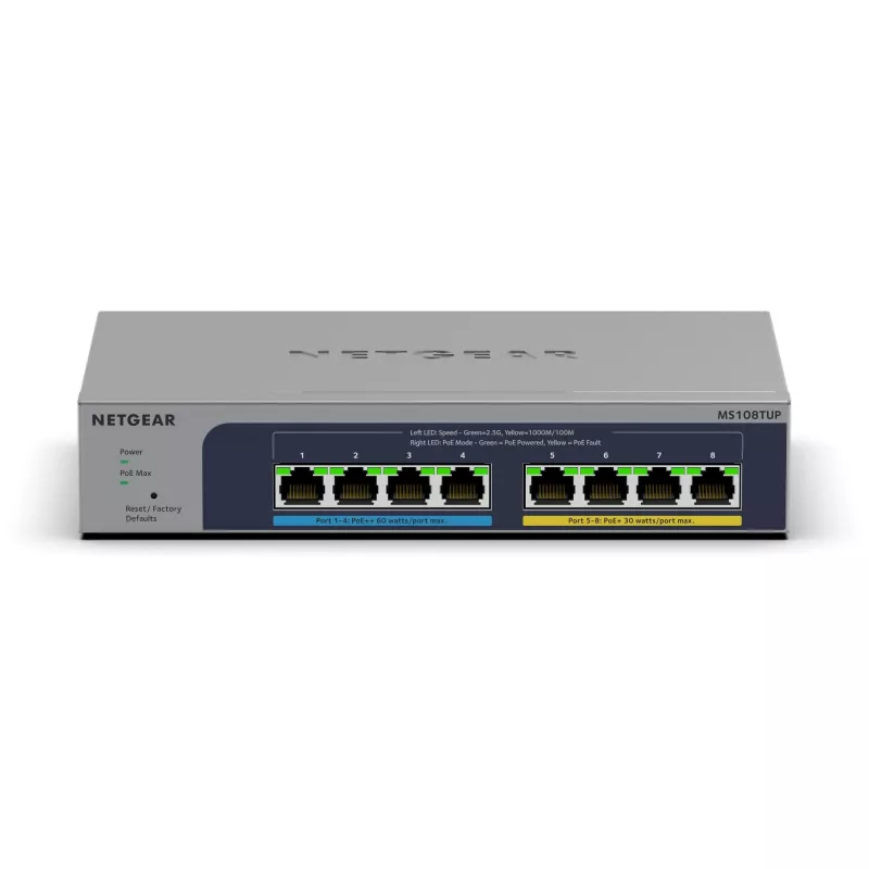 NETGEAR MS108TUP Unmanaged L2 2.5G Ethernet (100/1000/2500) Power over Ethernet (PoE) Grau
