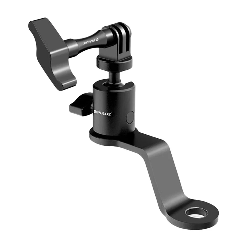 PULUZ Aluminium Motorrad-Spiegelkamerahalterung (Schwarz)