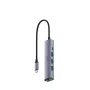 USB-C Hub Cudy UH605 mit Gigabit LAN, 3x USB-A 3.0, USB-C Stromanschluss, grau