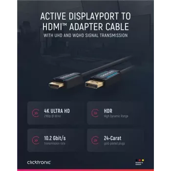 Clicktronic Casual DisplayPort/HDMI™ Adapterkabel, 5 m – Ultra-Hochgeschwindigkeitskabel – DisplayPort / HDMI™ – 4K@60Hz (44926)
