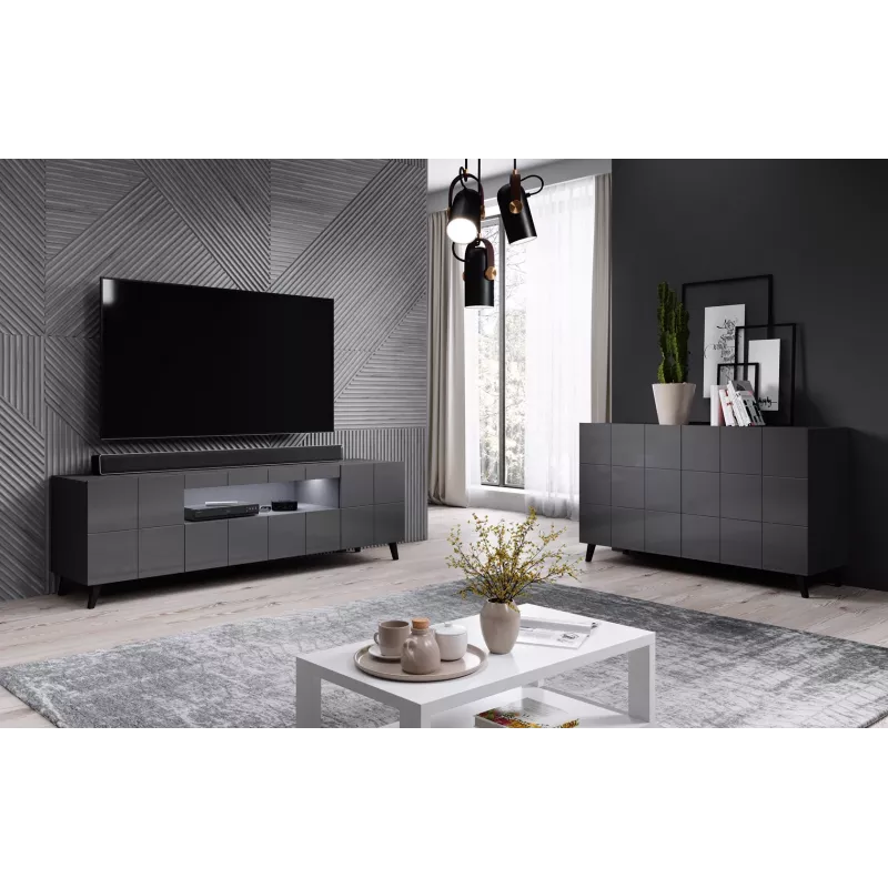 Cama Sideboard 2D REJA graphitgrau glänzend/graphitgrau glänzend