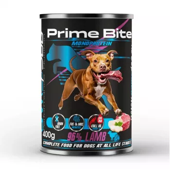 PRIME BITE Monoprotein Lamm mit Petersilie - Nassfutter für Hunde - 400g