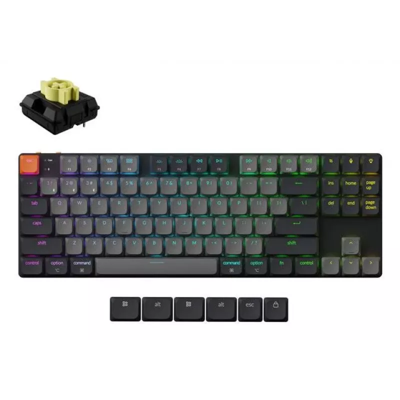 Mechanische 80%-Tastatur Keychron K1X-B4 — USB + Bluetooth, QWERTY Englisch, 87 Tasten, RGB-Hintergrundbeleuchtung, Grau