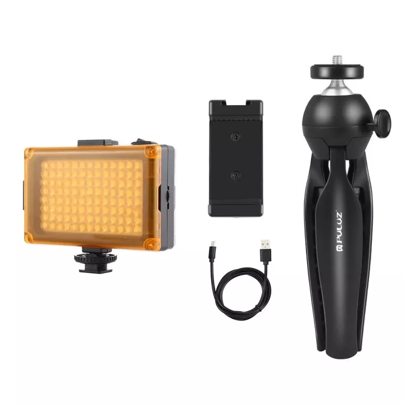 Stativ Puluz PKT3131B mit integrierter LED-Leuchte und Handyhalterung