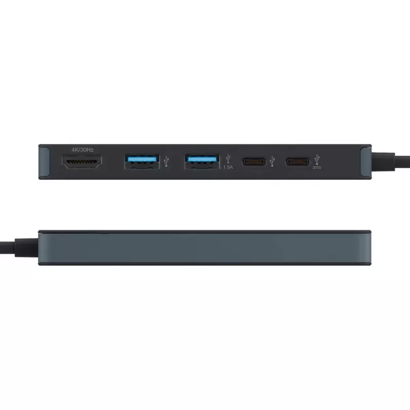 USB-C-Hub HYPER HD4101BKGL – 5-Port (USB-C, USB 3.2 Gen1 Typ-A, HDMI 4K), 5000 Mbit/s, Schwarz