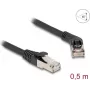 Netzwerkkabel DeLOCK RJ45 Cat.6A S/FTP 45° abgewinkelt zu gerade 0,5 m schwarz