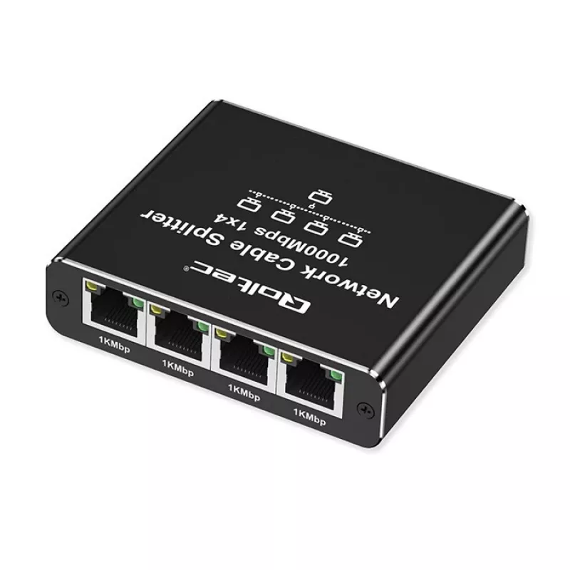 Ethernet Mini Switch QOLTEC 52293 1x4 RJ45, unmanaged Netzwerk-Splitter 1-in 4-out