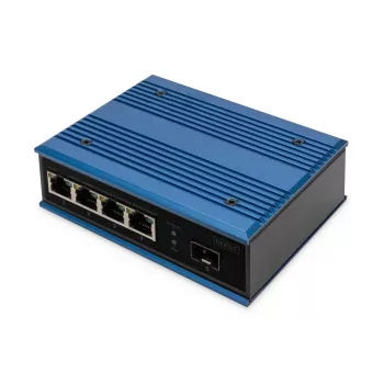 Digitus 4-Port Fast Ethernet Netzwerk-Switch, industriell, unmanaged, 1 SFP FE Uplink