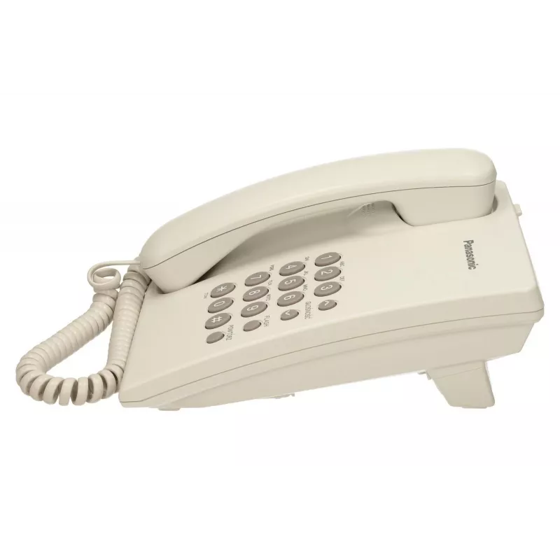 Analogtelefon Panasonic KX-TS500PDW — 16 Tasten, weiß, Tisch-/Wandmontage, 100 Einträge Telefonbuch