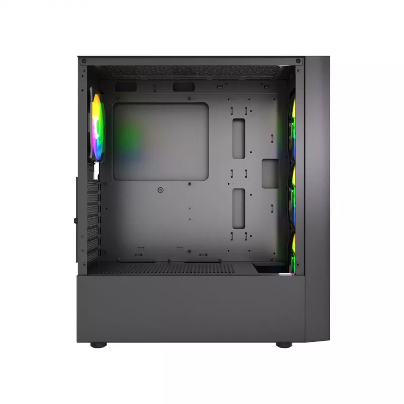 PC-Gehäuse GEMBIRD Fornax 4300 Midi Tower ATX, gehärtetes Glas, 2x 3,5-Zoll-Einschübe, 3x 2,5-Zoll-Einschübe, ARGB-Lüfterunterstützung, USB 3.2 Gen1