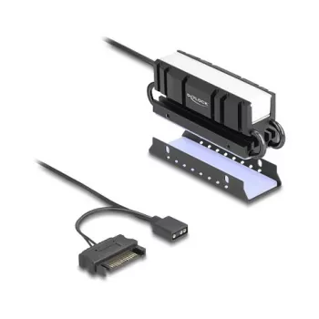 Kühlkörper DELOCK 18460 für M.2 SSD 2280 — Aluminium/Kupfer, RGB 5V, Schwarz