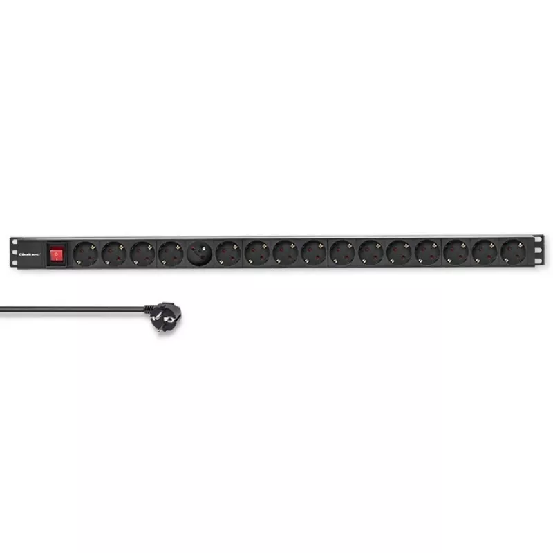 Qoltec Aluminium-PDU für RACK | 16A | 16 x Schuko | Vertikal | 1,8 m