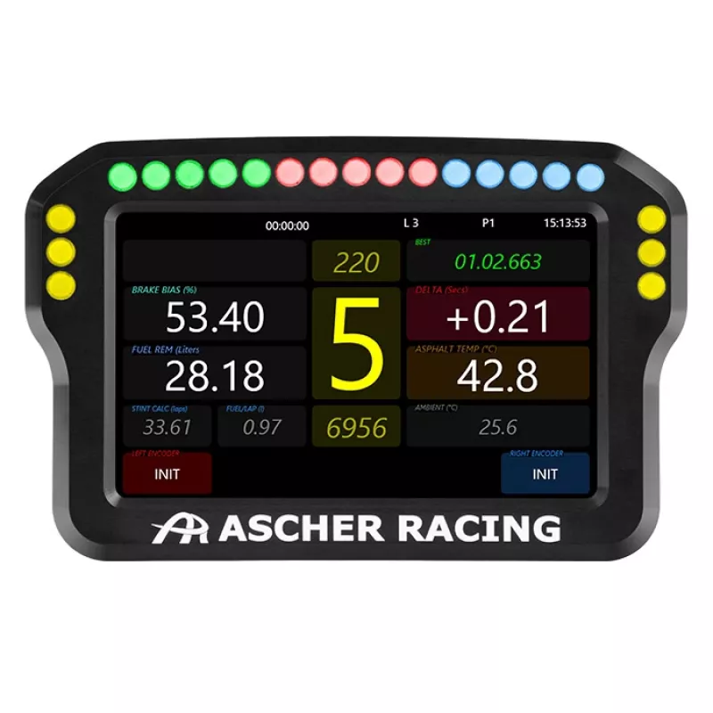 Lenkrad-Dashboard Ascher Racing 4 Zoll Modell 76080028 für Simracing-Setups