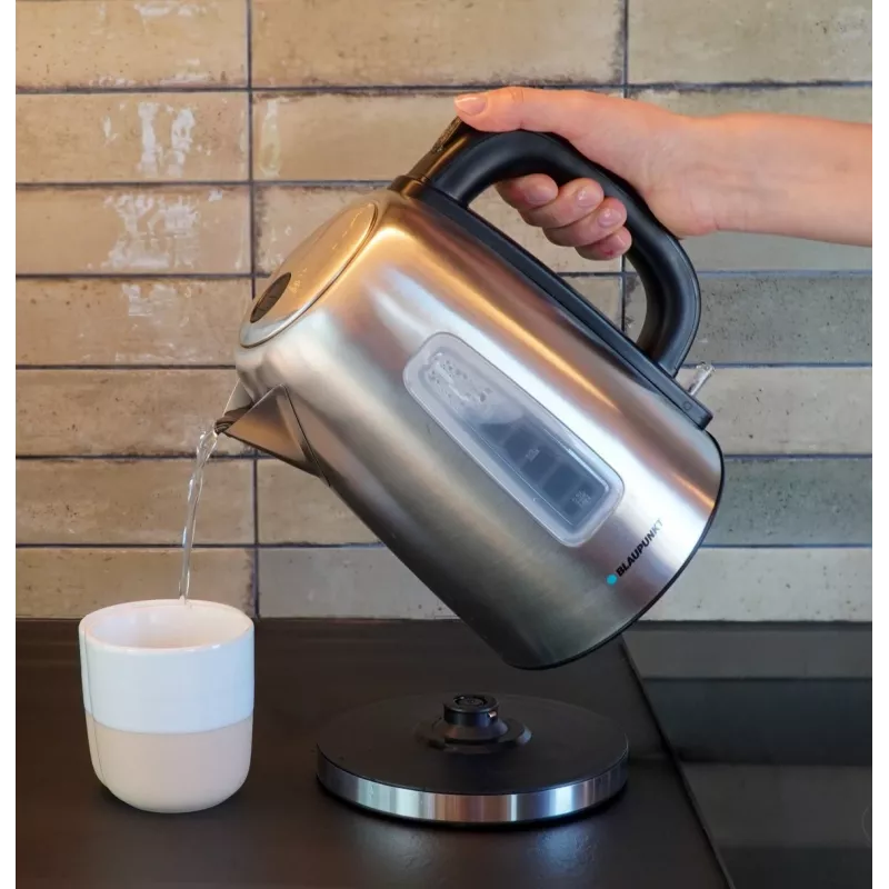 Elektrischer Wasserkocher BLAUPUNKT EKS412 – 1,7 l Edelstahl, 2200 W, Wasserstandsanzeige, 360°-Basis