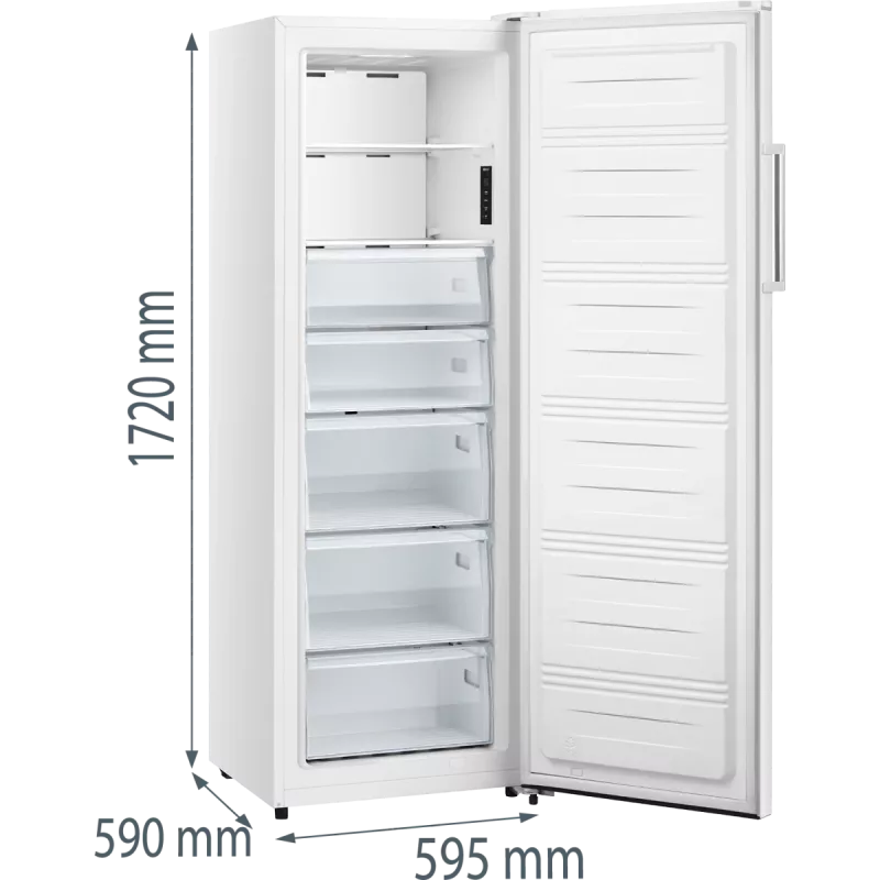 Stand-Gefrierschrank Gorenje FN617EEW5 — 240 L, No Frost, 172 cm Höhe, freistehend, weiß, Anzeige, Energieklasse E