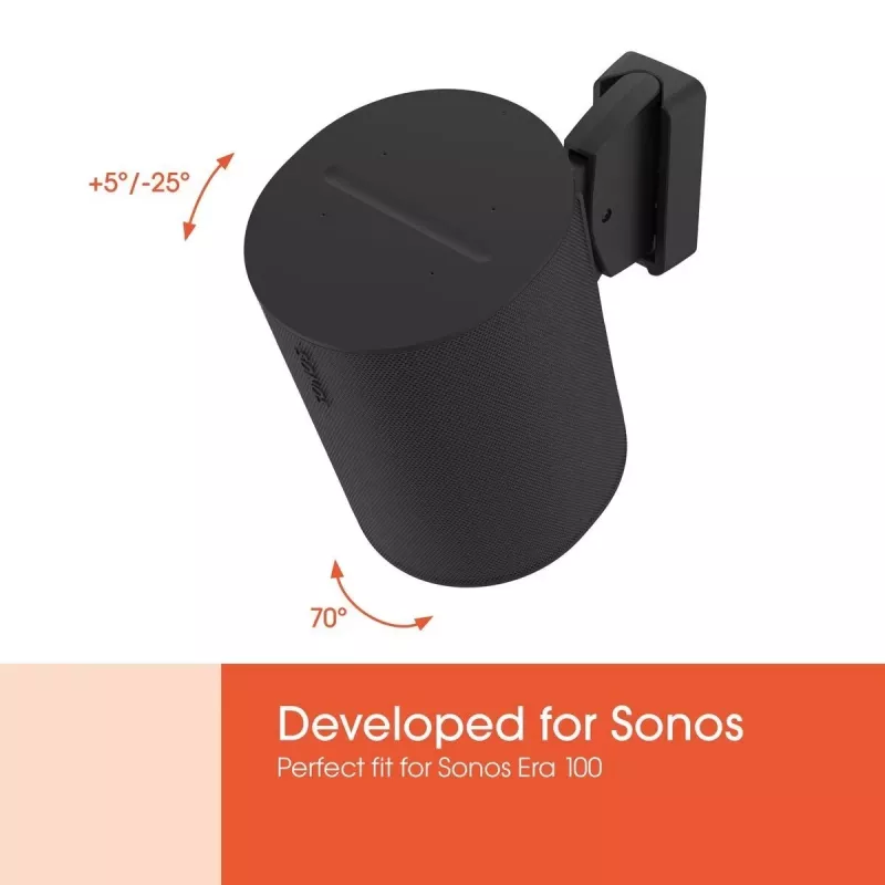 Vogels Wandhalterung | Lautsprecher-Wandhalterung für Sonos Era 100 | Neigbar, drehbar | Maximale Tragfähigkeit 7 kg | Schwarz