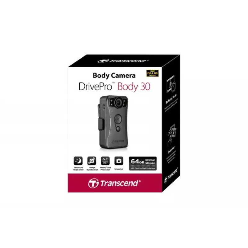 Transcend DrivePro Body 30 Körperkamera, Full HD, Wi-Fi, 130 g