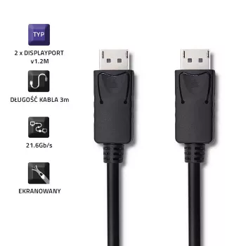 DisplayPort-Kabel Qoltec 50374 3 m Schwarz