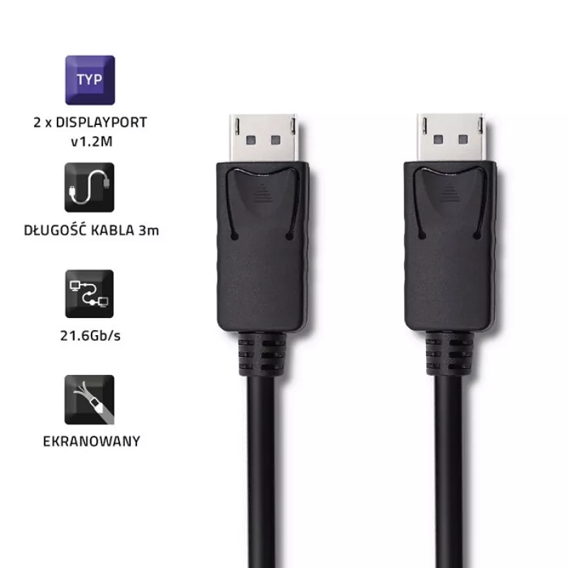 DisplayPort-Kabel Qoltec 50374 3 m Schwarz