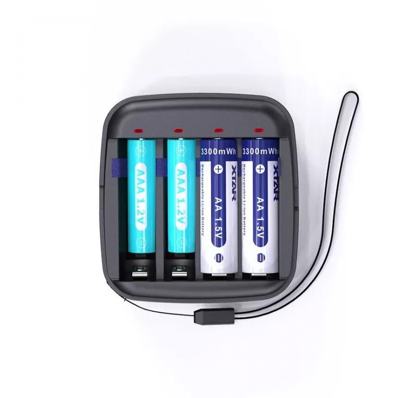 Batterieladegerät XTAR BC4 für AA/AAA NiMH und Li-Ion, 4 Slots, DC/USB-Eingang, schwarz