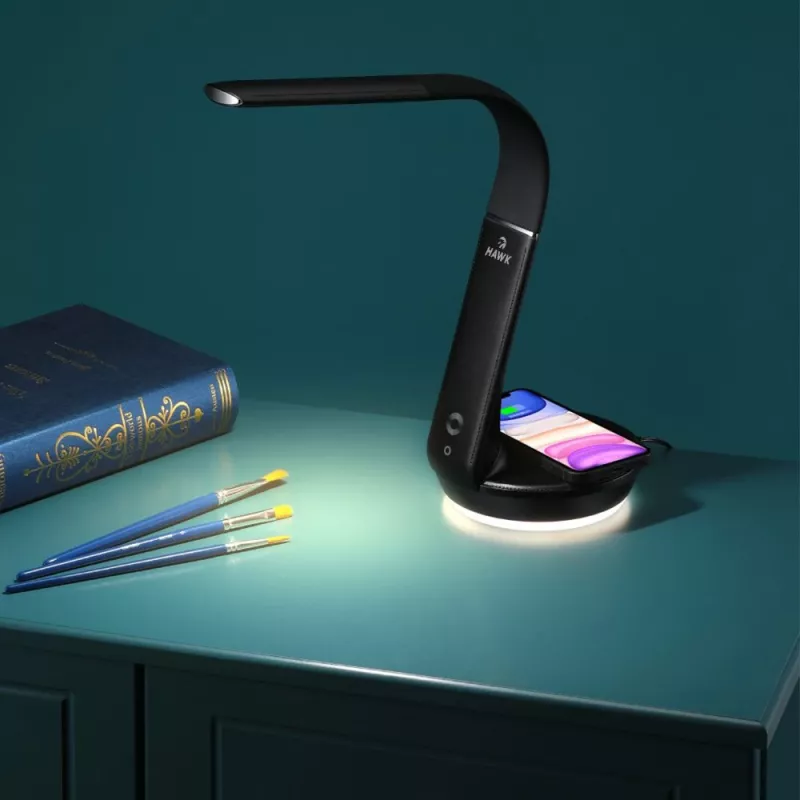 Tischlampe Hawk HW-LAMP02 Schwarz — dimmbar, verstellbarer Arm