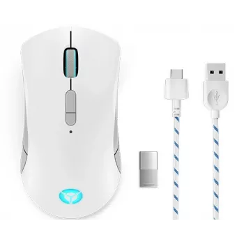 Gaming-Maus Lenovo Legion M600 RF Wireless + Bluetooth + USB Typ-A, beidhändig, 16000 DPI, 9 Tasten, wiederaufladbar