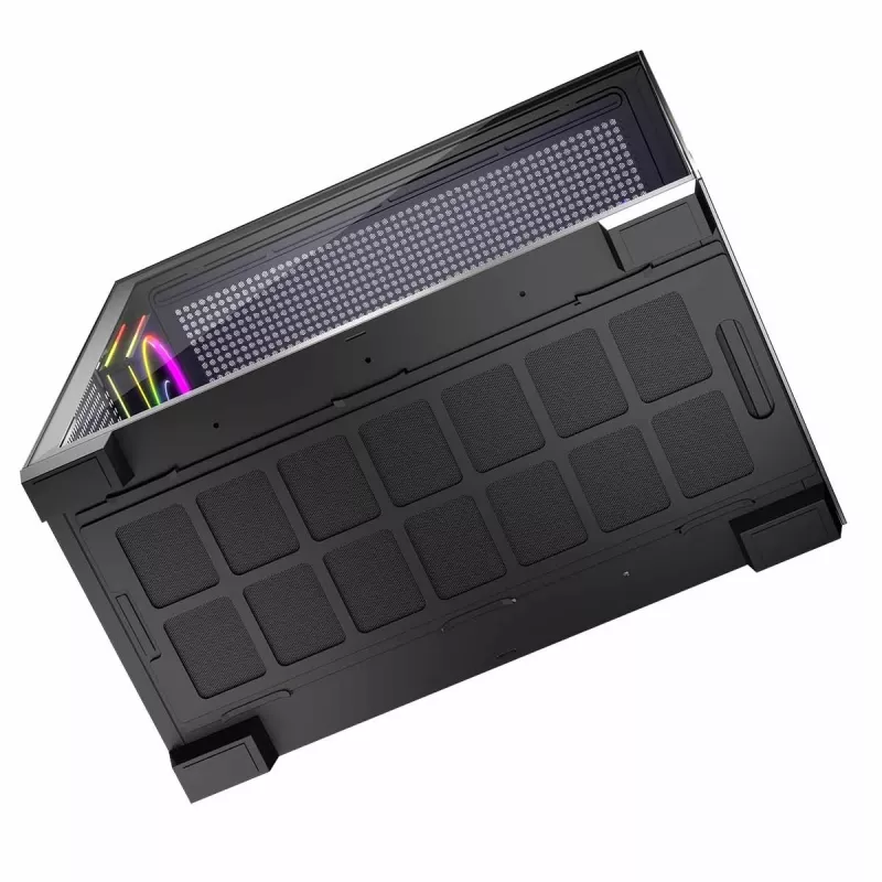 PC-Gehäuse MODECOM Volcano Stellar 5F ATX Midi Tower, gehärtetes Glas, 5 vorinstallierte Lüfter, USB‑C, unterstützt microATX/ATX, max. GPU 420 mm, CPU-Kühlerhöhe 175 mm