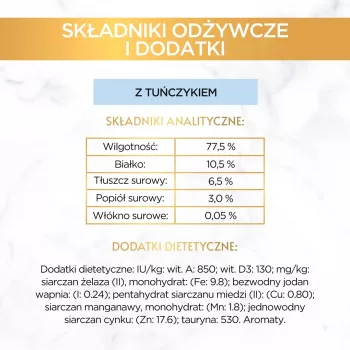 Nassfutter für Katzen Purina GOURMET Gold Adult Thunfisch 85 g Dose, Protein 10,5 %, Fett 7 %, Feuchtigkeit 77,5 %