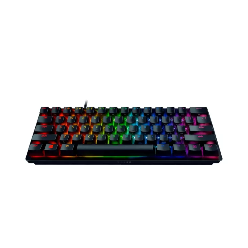 Razer Huntsman Mini 60% Gaming-Tastatur Opto-Mechanical Purple Switch RGB LED NORD kabelgebunden