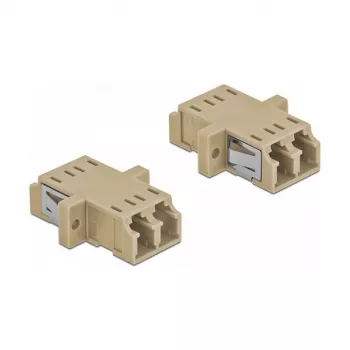 Glasfaseradapter DELOCK LC Buchse zu Buchse OM2 Duplex (2 Stück, Polybeutel)