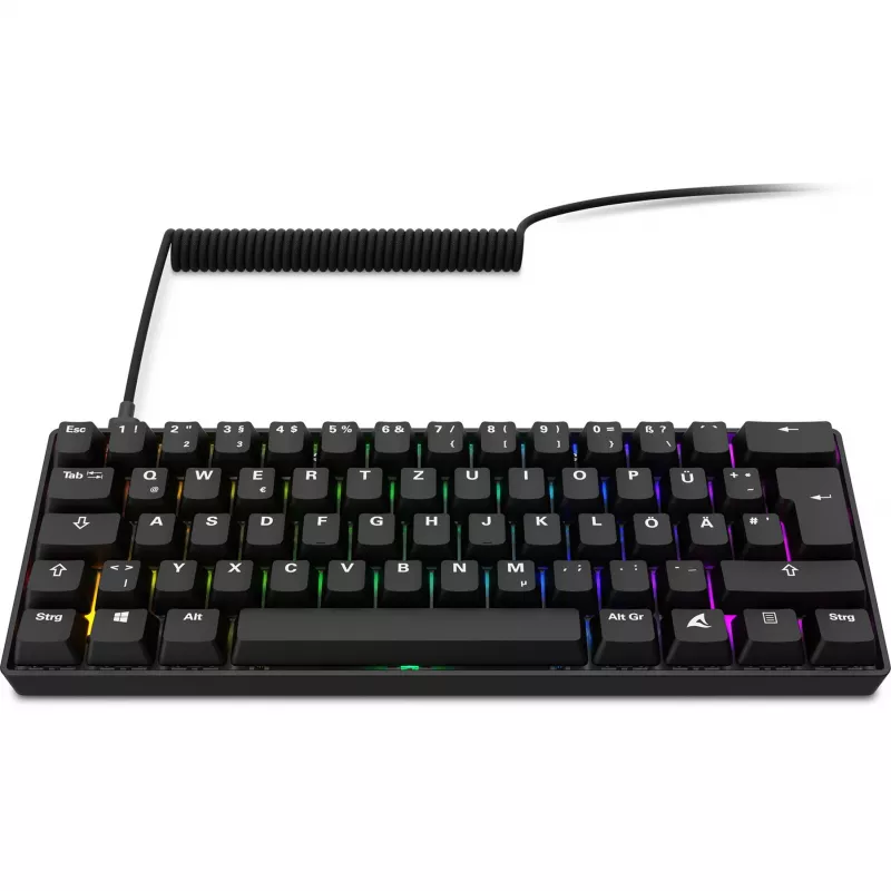 Tastatur Sharkoon 100065630 60% kabelgebunden USB QWERTZ deutsch schwarz