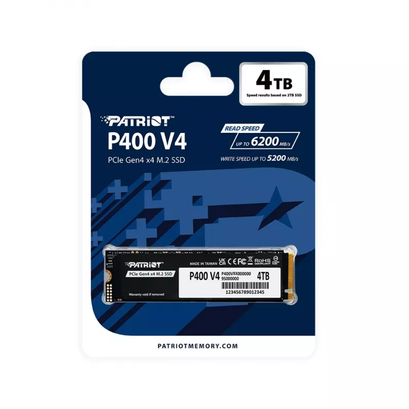 Solid State Drive PATRIOT P400 V4 4 TB M.2 NVMe (4000 GB, M.2, Schwarz)