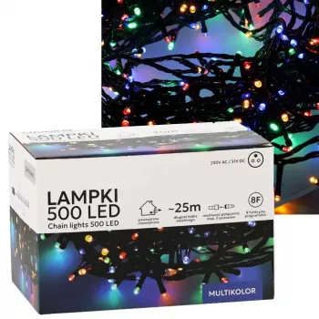 LED-Lichterkette Extralink 500 LEDs mehrfarbig, 25 m, innen/außen, Modell EX.73318