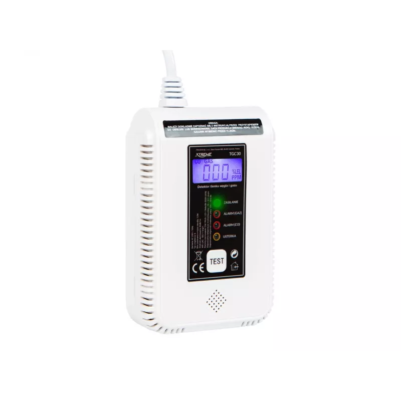 Kohlenmonoxid- und Gasmelder BLOW TGC30 WiFi Tuya — LCD, 85 dB, kabelgebunden, Aufputzmontage, weiß