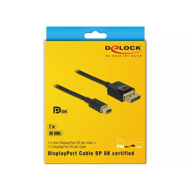 DeLOCK - DisplayPort-Kabel - DisplayPort (M) auf Mini DisplayPort (M) - 2 m - Schwarz - 8K-Unterstützung