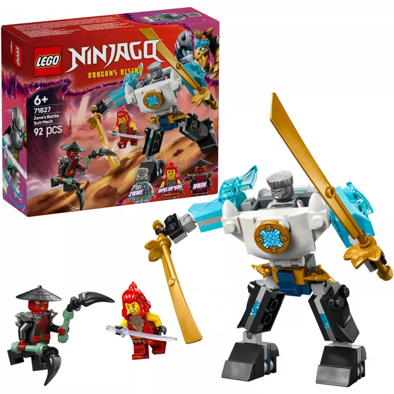 LEGO NINJAGO Set 71827 Zanes Kampfanzug-Mech, 92 Teile, 2 Minifiguren, Höhe 100 mm, Alter 6+